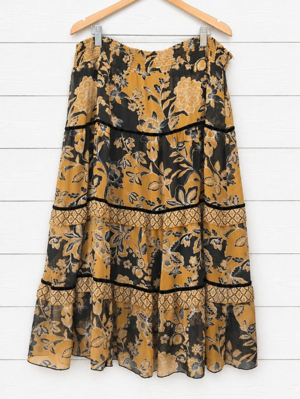 CATO Floral Tiered Maxi Skirt Size XL